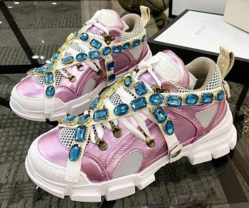 Gucci Flashtrek Sneakers With Removable Crystals Pink 537133DORA0