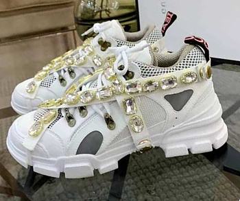 Gucci Flashtrek Sneakers With Removable Crystals White