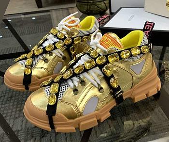 Gucci Flashtrek Sneakers With Removable Crystals Yellow