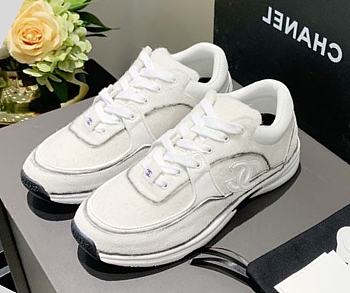 Chanel Women's White Low Top Logo Sneaker
