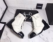 Chanel Ankle Boots Shiny Calfskin Black and White - 3
