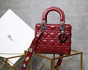 Dior Leather Lambskin Wine Red Handbag With Sliver Hardware  - 1