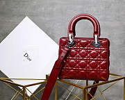 Dior Leather Lambskin Wine Red Handbag With Sliver Hardware  - 2