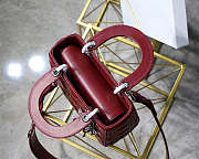 Dior Leather Lambskin Wine Red Handbag With Sliver Hardware  - 3