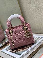 Dior Mini 3D Crystal Buckle Velvet Princess Bag Pink Size 17cm  - 6