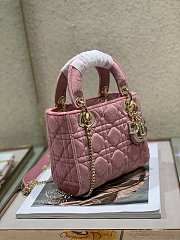 Dior Mini 3D Crystal Buckle Velvet Princess Bag Pink Size 17cm  - 4