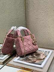 Dior Mini 3D Crystal Buckle Velvet Princess Bag Pink Size 17cm  - 5