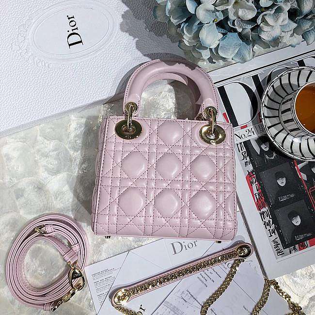 Lady Dior Leather Lambskin Light Pink mini Handbag - 1