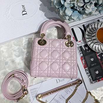 Lady Dior Leather Lambskin Light Pink mini Handbag