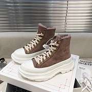 Alexander McQueen Tread Slick Lace Up Boots High Top Chestnut Fur Lining - 1