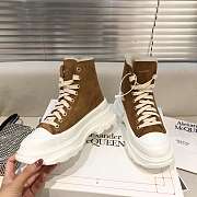 Alexander McQueen Tread Slick Lace Up Boots High Top Puce Fur Lining - 6