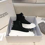 Alexander McQueen Tread Slick Lace Up Boots High Top Black White Fur Lining - 6