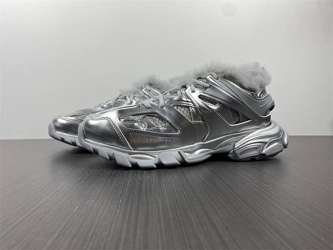 Balenciaga Track Fur Sneaker All Silver 663556 W3FS2 8181 - 1