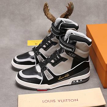 Louis Vuitton LV Trainer Sneaker Boot High Black Grey 1A54IS