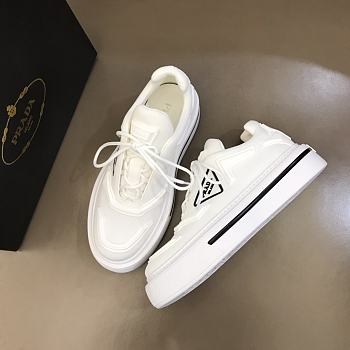 Prada Macro Re-Nylon and Brushed Leather Sneakers All White Black