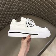 Prada Macro Re-Nylon and Brushed Leather Sneakers All White Black - 2