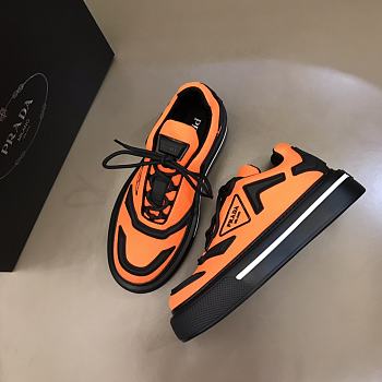 Prada Macro Re-Nylon and Brushed Leather Sneakers Orange