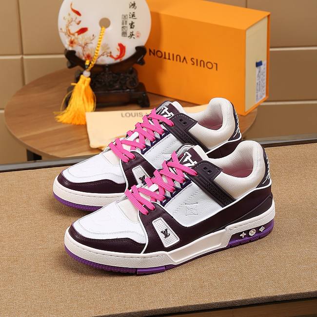 Louis Vuitton LV Trainer Sneaker Low Purple Pink - 1