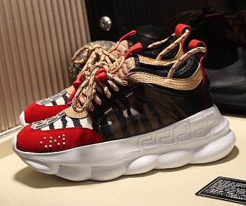 Versace Chain Reaction Trainers Black Red