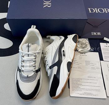 Dior B22 Sneaker Gray Technical Mesh with White and Black Smooth Calfskin 3SN231YKB_H968