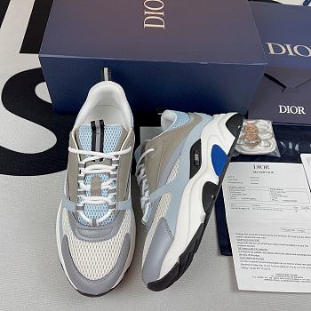 Dior B22 Sneaker White and Blue Technical Mesh and Gray Calfskin 3SN231YXX_H865