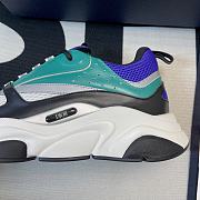 Dior B22 Sneaker White and Blue Technical Mesh with Deep Green and Black Smooth Calfskin 3SN231YKC_H565 - 5