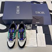 Dior B22 Sneaker White and Blue Technical Mesh with Deep Green and Black Smooth Calfskin 3SN231YKC_H565 - 4