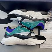 Dior B22 Sneaker White and Blue Technical Mesh with Deep Green and Black Smooth Calfskin 3SN231YKC_H565 - 2