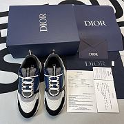 Dior B22 Sneaker White and Gray Technical Mesh with Blue, Black and Gray Calfskin 3SN231YUL_H569 - 3