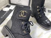 Chanel Premium Fabrics All Black Quilted Lace Up Boots Logo Toe Cap - 4