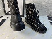 Chanel Premium Fabrics Black Yellow Quilted Lace Up Boots Logo Toe Cap - 6