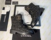 Chanel Premium Fabrics Black Yellow Quilted Lace Up Boots Logo Toe Cap - 4