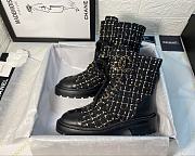 Chanel Premium Fabrics Black Yellow Quilted Lace Up Boots Logo Toe Cap - 2