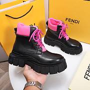 Fendi Force Leather Lace-ups Pink Boots - 3
