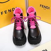 Fendi Force Leather Lace-ups Pink Boots - 4