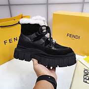 Fendi Force Velvet Fur Lace-ups Black Boots - 4