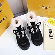 Fendi Force Velvet Fur Lace-ups Black Boots - 5