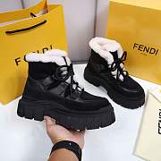 Fendi Force Velvet Fur Lace-ups Black Boots - 6