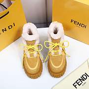 Fendi Force Velvet Fur Lace-ups Yellow Boots - 5