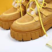 Fendi Force Velvet Fur Lace-ups Yellow Boots - 6