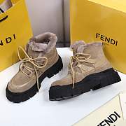 Fendi Force Velvet Fur Lace-ups Brown Boots - 1