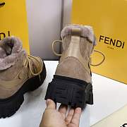 Fendi Force Velvet Fur Lace-ups Brown Boots - 3