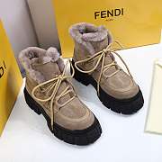 Fendi Force Velvet Fur Lace-ups Brown Boots - 4