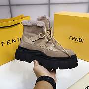 Fendi Force Velvet Fur Lace-ups Brown Boots - 5