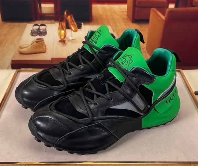 Gucci Rhyton Sneaker With Cut-Out Black Green - 1