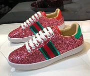 Gucci Ace Leather Sneaker Glitter Beads Pink - 1
