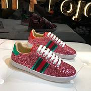 Gucci Ace Leather Sneaker Glitter Beads Pink - 5