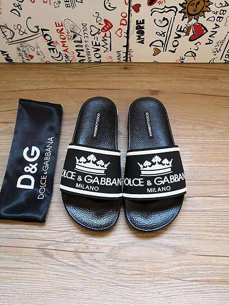 Dolce & Gabbana Crown Logo Embossed Slides Black CS1630AU679 - 1