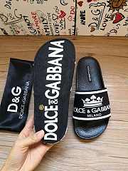 Dolce & Gabbana Crown Logo Embossed Slides Black CS1630AU679 - 5