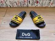 Dolce & Gabbana Crown Logo Embossed Slides Black Yellow - 5